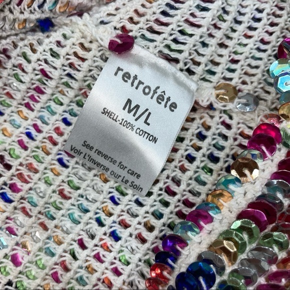 Retrofete Tara Crochet Sequin Long Sleeve Dress, medium - Picture 7 of 10